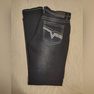 Blue Straight Leg Jeans with Distinctive Stitching